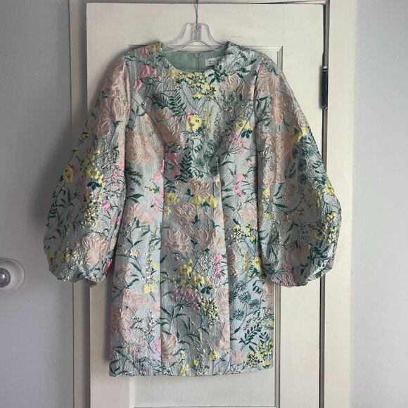 Mac Duggal Puff-Sleeve Brocade Mini Dress | Sz 4 - Picture 3 of 3